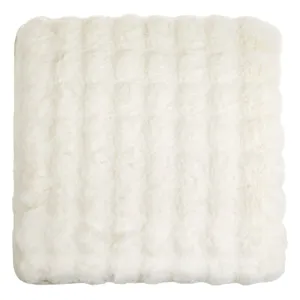Pernă decorativă pentru scaun, 40x40 cm, Off White, Imitație de blană, Model Reliefat