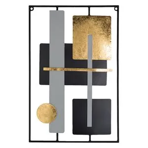 Tablou Metalic Abstract Negru și Auriu – Artă Murală Modernă 40x60cm