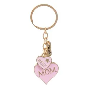 Breloc de Aurie cu Inima Roz \"Best Mom\" pentru Mama
