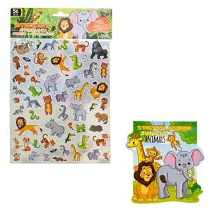 Set Autocolante cu Animale din Jungla și Album Creativ pentru Povestiri