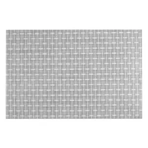 Suport farfurie textil, 45x30 cm, Gri cu dungi albe