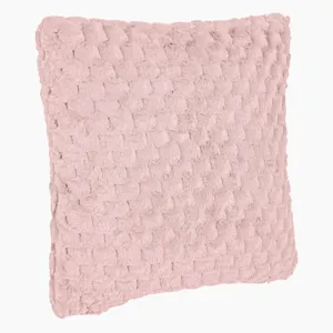 Pernă Decorativă Roz Imitatie de Blană 60x60cm cu Fermoar