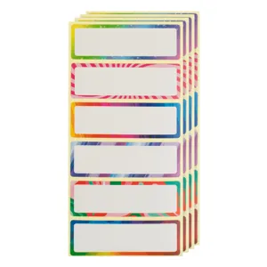 Etichete autocolante albe cu margine colorată, 6x2 cm, set 60 buc