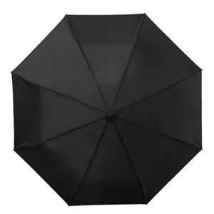 Umbrelă de ploaie pliabilă automată, neagră, cu mâner curbat, 34 cm