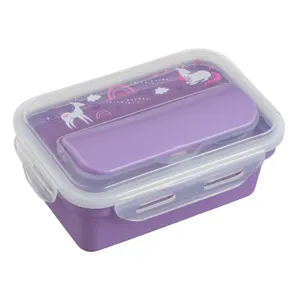 Caserola pentru copii cu imprimeu unicorn și tacamuri