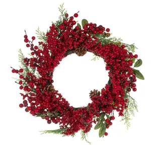 Coroniță Decorativă de Crăciun cu Pomușoare și Conuri - 55 cm