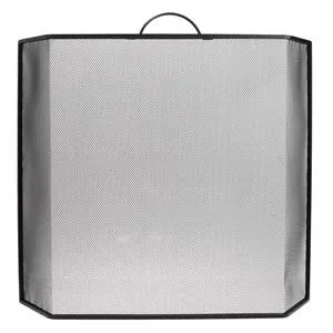 Paravan pentru semineu, Metalic, Negru, 62.5x15x56cm