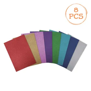 Set de 8 foi de spumă A4 EVA multicolor cu glitter pentru proiecte creative