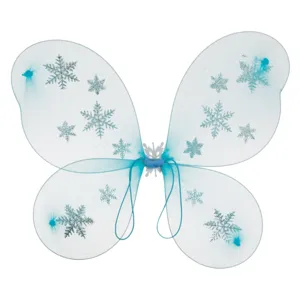 Aripi de deghizare fluture bleu cu glitter argintiu pentru petreceri