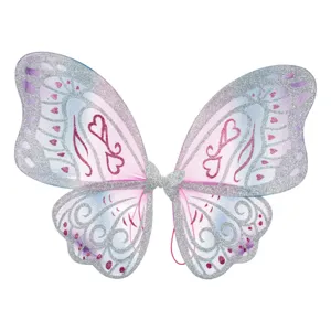 Aripi de deghizare fluture colorate cu glitter fucsia argintiu