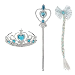 Set Accesorii Păr, Tiare și Baghete pentru Petreceri - Argintiu și Pietre Bleu