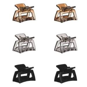 Set 6 clame păr pătrate lucioase, gri, negru și bej pentru femei