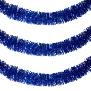 Betea de Craciun cu Tinsel Albastru, 3m x 10cm