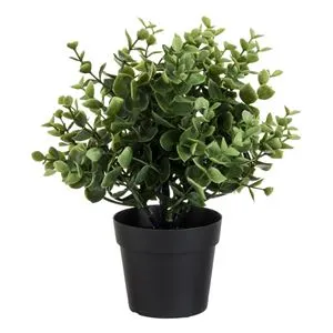 Ghiveci Decorativi din Plastic Negru cu Planta Artificiala Buxus