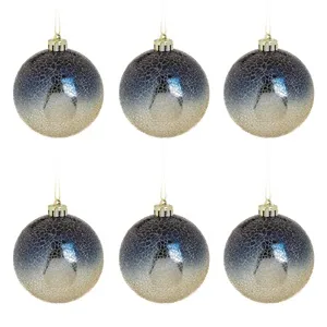 Set Globuri de Crăciun Albastre Aurii Ombre Ø8cm - 6 buc