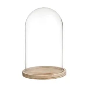 Cupola Decorativă din Sticlă cu Bază din Lemn Ø15x26cm