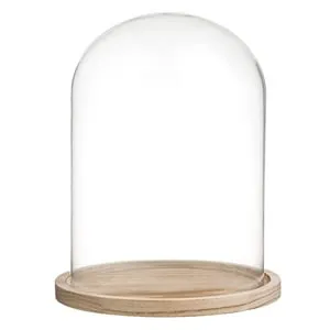 Cupola decorativă din sticlă cu bază din lemn Ø20x31cm