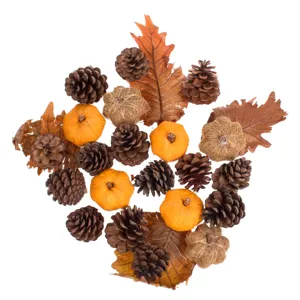 Potpourri Decorativ cu Dovleci și Conuri de Pin în Culorile Toamnei
