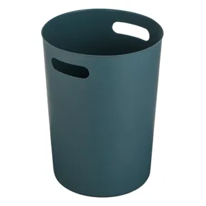 Cos de gunoi din plastic cu manere, petrol mat, Ø22x30.5cm