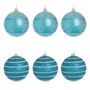 Globuri de Crăciun Turcoaz cu Glitter pentru Decorațiuni