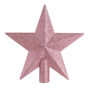 Stea 3D Roz cu Glitter pentru Brad