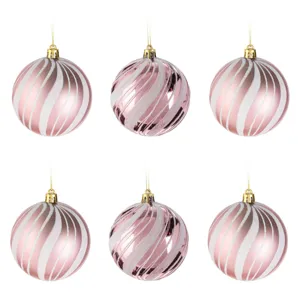 Set Globuri de Crăciun Roz Mat și Lucios cu Glitter 8cm