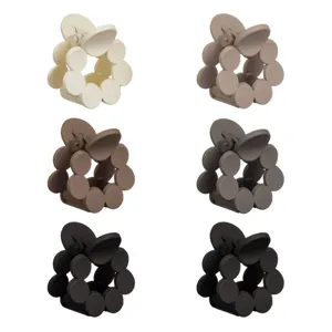 Set 6 Clame de Păr Rotunde, Finisaj Mat, Maro, 4 cm
