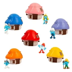 Case Ciuperca Strumfi cu Confetti și Figurine Surprize