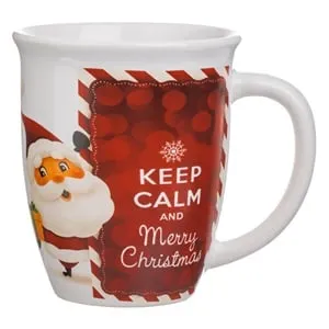 Cana Ceramica Craciun Ovala Alba cu Mesaj Merry Christmas