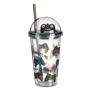 Pahar Transparent Gamer 475ml cu Design Joystick