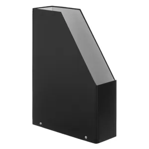 Suport dosare din carton, negru, cu husă metalică pentru etichetă, 23x8x33cm