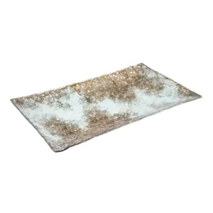 Platou Sticlă Dreptunghiular Argintiu-Auriu 38x23 cm