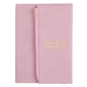 Agenda A5 cu Husa cu Fermoar, 96 File, Roz