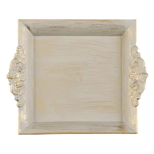 Platou Decorativ Plastic Bej Auriu Brushed 23x19.5cm