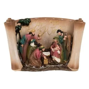 Iesle decorativa de Crăciun cu figurine Magi și lumini LED