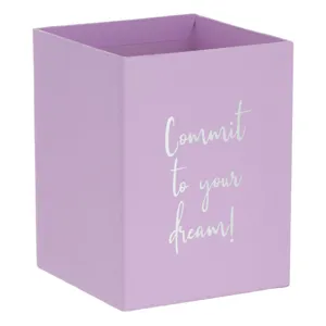Suport Pixuri din Carton Lila cu Imprimeu Argintiu, 8x8x10.5 cm