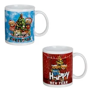 Set Cani Ceramic Ursuleti Multicolor de Craciun