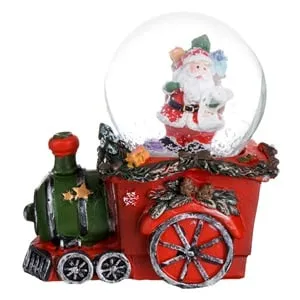Glob Decorativ de Crăciun cu Santa și Bază Tren Rosie