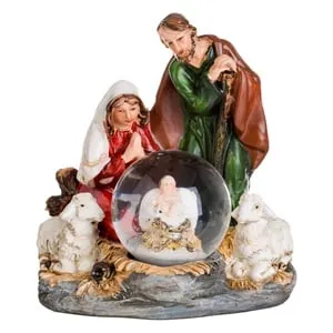Glob Decorativ de Crăciun cu Scenă Nașterea lui Isus și Bază Oite