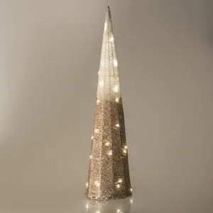 Decorativ Crăciun Ombre Alb-Bej Sampanie cu Lumină LED