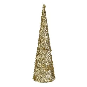 Decorativ de Craciun cu Paiete Bej Sampanie Ø10x30cm