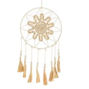 Talisman Prinzator de Vise Decorativ Crem cu Lemn și Floare