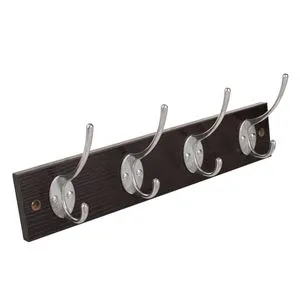 Cuier de perete din lemn, 8 carlige, maro inchis, 34.5x1.2x7cm