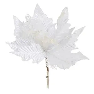 Crajunita cu clips, alba, cu plasa si glitter argintiu, 26 cm