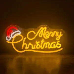 Lampa decorativă LED Neon mesaj Crăciun Merry Christmas