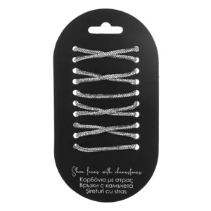 Șireturi pentru pantofi cu strase argintii și design sofisticat