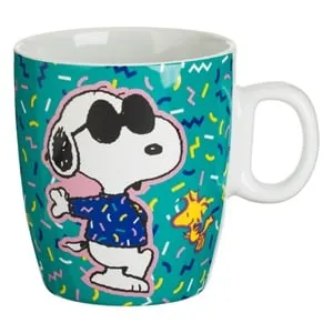 Cana Portelan Mini Verde Menta cu Snoopy și Confeti