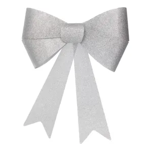 Fundă Decorativă Crăciun Argintie cu Glitter pentru Decorațiuni