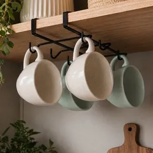 Suport pentru Cesti și Câni Negru cu 10 Spații Design Industrial