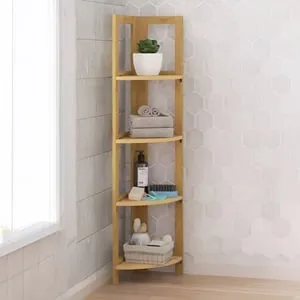 Raft Bambus Natural cu 4 Locuri pentru Organizarea Baii